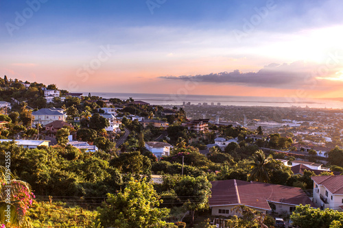 Kingston city hills in Jamaica sunset Tableau sur Toile