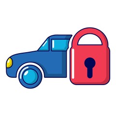 Poster - Insurance car icon, cartoon style