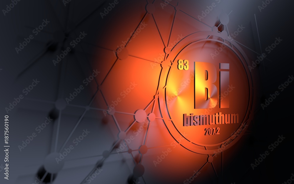 Bismuthum chemical element. Sign with atomic number and atomic weight ...