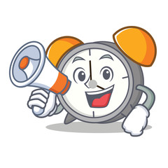 Poster - with megaphone alarm clock character cartoon