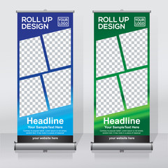 Wall Mural - Roll up banner design template, abstract background, pull up design, modern x-banner, rectangle size.