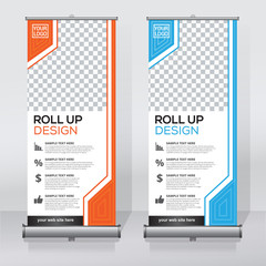 Wall Mural - Roll up banner design template, abstract background, pull up design, modern x-banner, rectangle size.