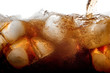 Pouring cola soda with ice and bubble on front view white background cold drink beverage