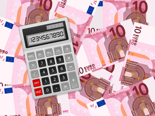 Wall Mural - calculator on ten euro background