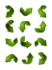 Poster - set of different 3d arrows green color. vector pictures