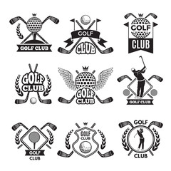 Poster - monochrome labels for golf club. illustration for sport tournament or competition