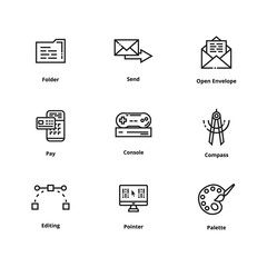 Fototapete - 9 user interface line icon