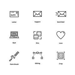 Fototapete - 9 user interface line icon