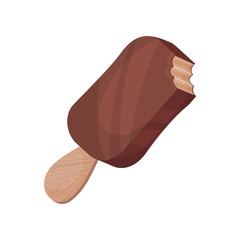 Canvas Print - Chocolate ice cream on wooden stick, eskimo pie cartoon vector Illustration