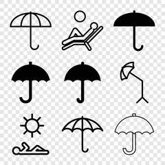 Poster - Set of 9 umbrella filled and outline icons