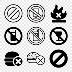 Sticker - Set of 9 ban filled and outline icons