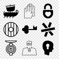 Poster - Set of 9 security filled and outline icons