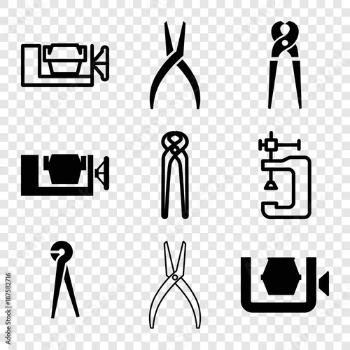 Fotografija  Set of 9 grip filled and outline icons