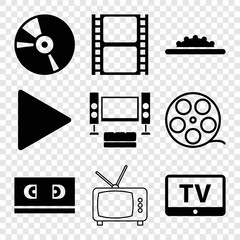 Poster - Set of 9 video filled and outline icons