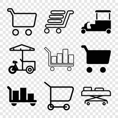 Canvas Print - Set of 9 trolley filled and outline icons