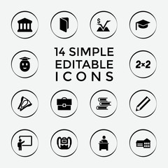 Poster - Set of 14 school filled icons