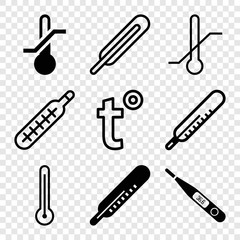 Wall Mural - Set of 9 thermometer filled and outline icons