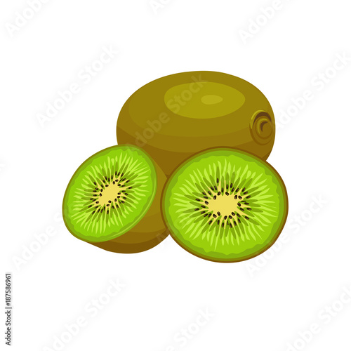Dekoracja na wymiar  kiwi-cale-i-pol-na-bialym-tle-ilustracji-wektorowych-zdrowe-jedzenie