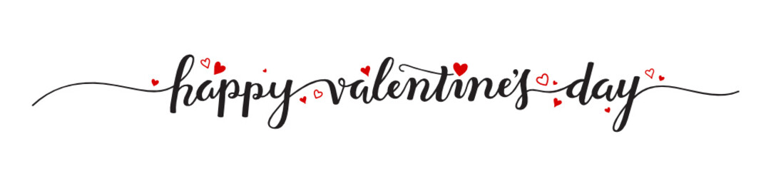 Poster - HAPPY VALENTINE’S DAY hand lettering banner with hearts
