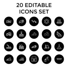 Sticker - Machinery icons. set of 20 editable outline machinery icons