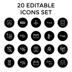 Poster - Fuel icons. set of 20 editable outline fuel icons