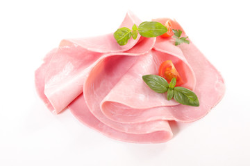 Poster - fresh ham slice on white background