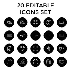 Poster - Toy icons. set of 20 editable outline toy icons