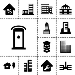 Poster - Apartment icons. set of 13 editable filled apartment icons