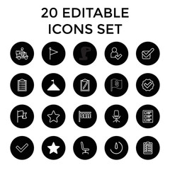 Aufkleber - Mark icons. set of 20 editable outline mark icons