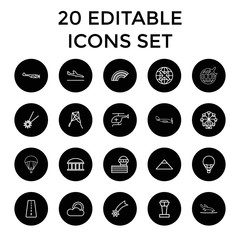 Sticker - Sky icons. set of 20 editable outline sky icons