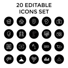 Sticker - Creative icons. set of 20 editable outline creative icons