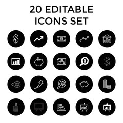Poster - Financial icons. set of 20 editable outline financial icons