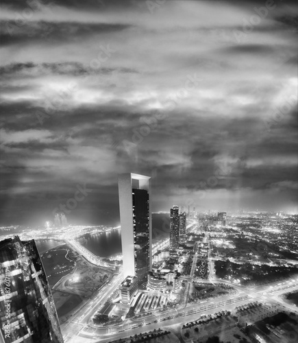 Aerial View Of Corniche Road Buildings At Night Abu Dhabi Buy