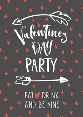 Wall Mural - Valentine's day party poster with modern calligraphy.