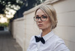 © xo4uphoto - Portrait of beautiful blonde girl in glasses