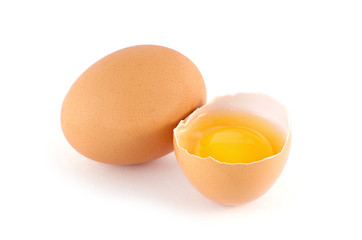 Sticker - With brown eggs on a white background