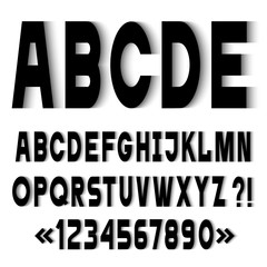Poster - Black simple alphabet letters and numbers with shadows