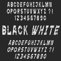 Poster - White Grunge alphabet letters and numbers,vector set,chalk style