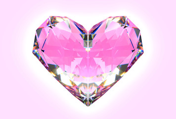 Wall Mural - Realistic pink diamond isolated on pink background
