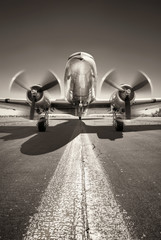 Wall Mural - historic aircraft is waiting for take off on a runway