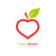 Sticker - I like fruits conceptual icon, apple and heart combination