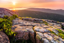 Sunrise View From The Top Of Cadillac Mountain. Acadia National Park
