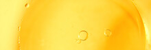 Yellow And Orange Bubbles, Drops Of Oil In Water, Olive Oil For Cooking Background.