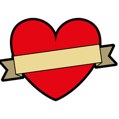 Sticker - heart love with ribbon decorative vector illustration design