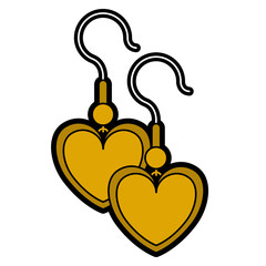 Sticker - earrings with heart shape vector illustration design