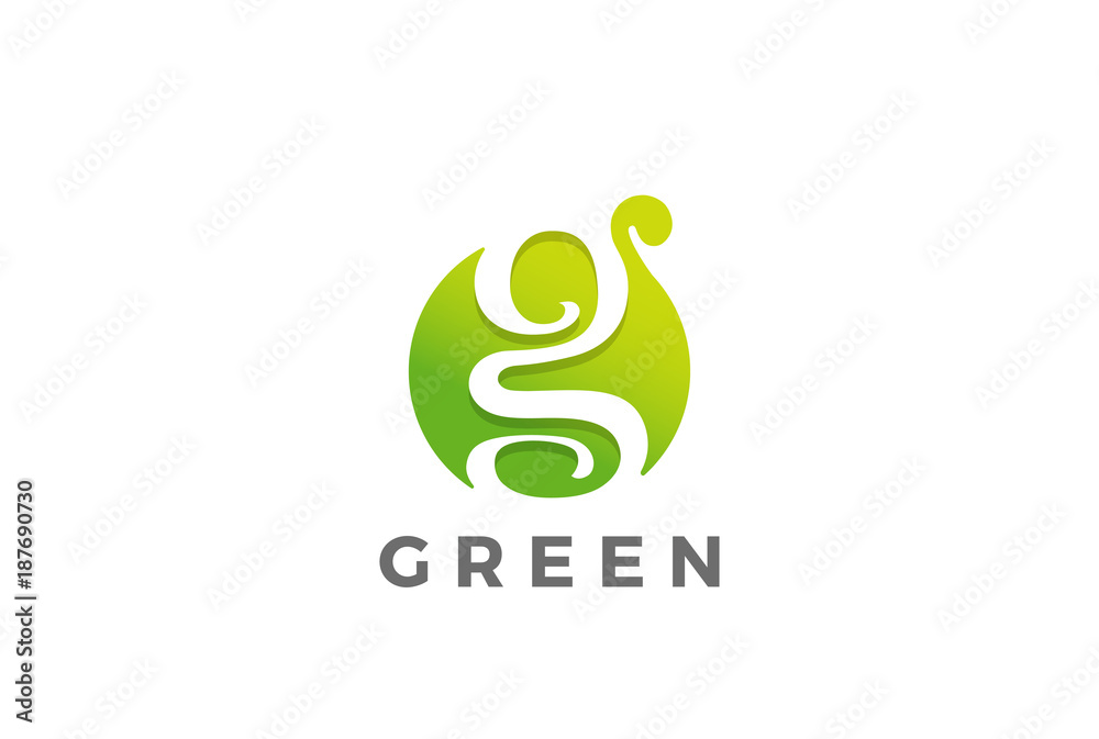 Letter G in circle Logo design vector Negative space style Stock Vector ...