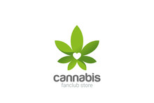 Cannabis Leaves Plant Shop Logo Design Vector Template