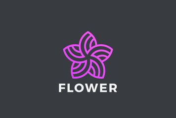 Wall Mural - Flower Star abstract Logo vector Linear. Garden Fashion icon