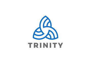 Poster - trinity triangle abstract logo design vector linear icon