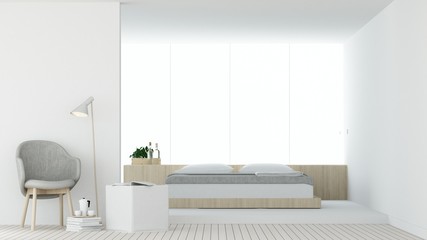 Wall Mural - The interior hotel bedroom and relax space 3d rendering  white background